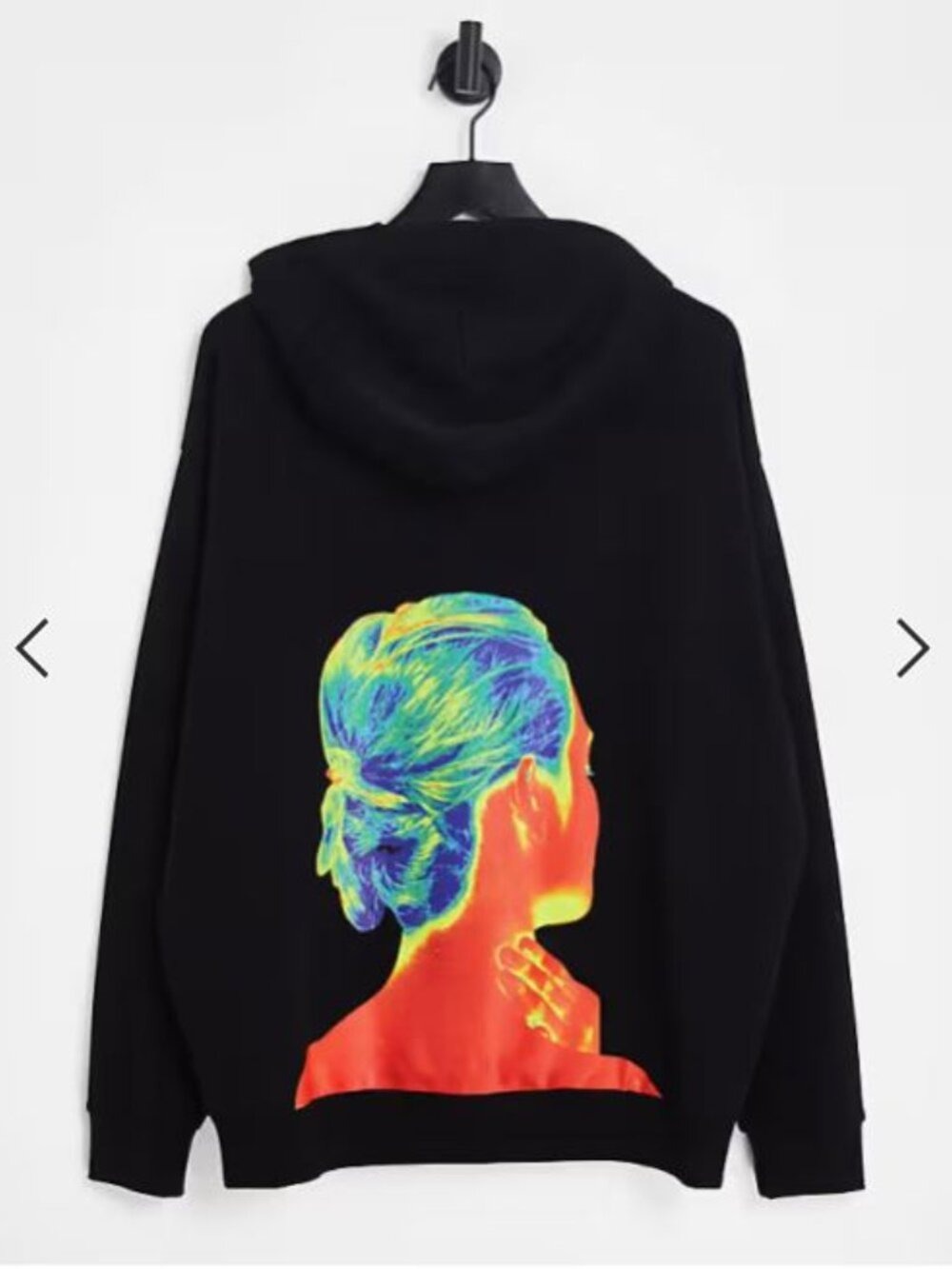 ASOS DESIGN Black Oversized Hoodie with Heat Silhouette Head Print Size S NWOT